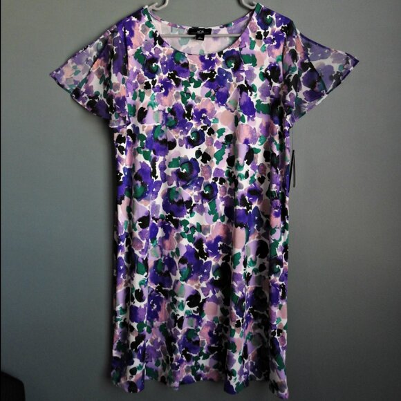 AGB Women’s Size Large Flutter Short Sleeve Dress Knee Length Dress - Picture 1 of 15